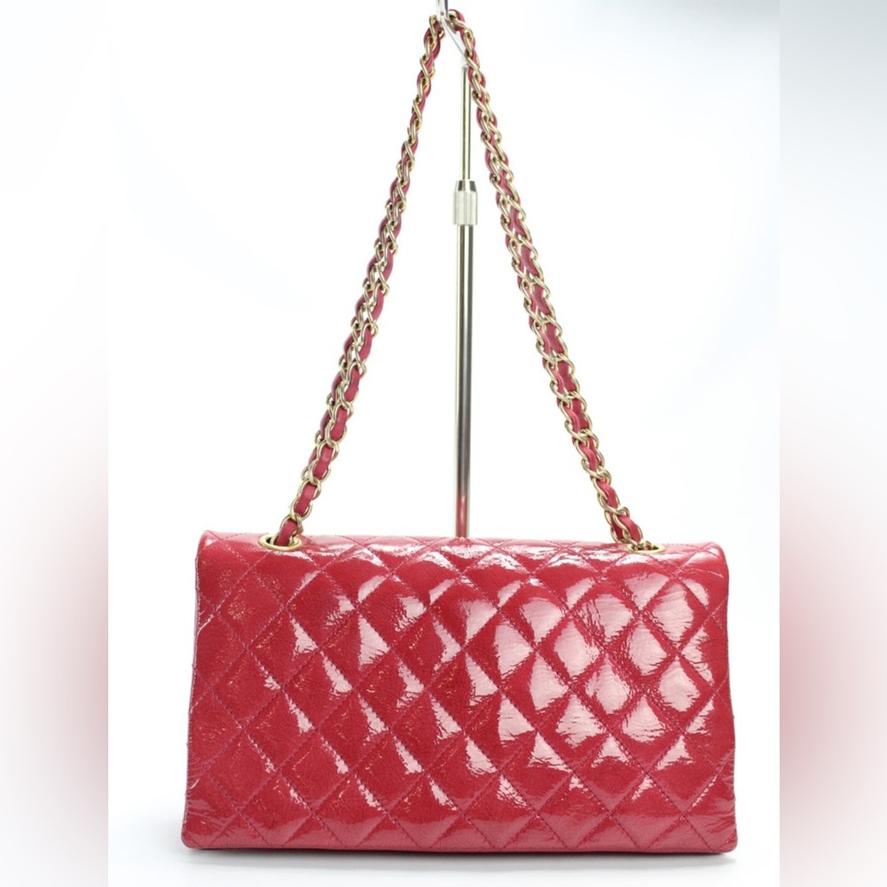 CHANEL Patent Goatskin Quilted Small 3 Pocket Accordion Flap - Picture 6 of 12